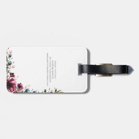 Rustieke Chic Bourgogne Floral Save the Date Bagagelabel (Achterkant horizontaal)