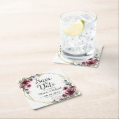 Rustieke Chic Bourgogne Floral Save the Date Kartonnen Onderzetters (Insitu)