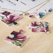 Rustieke Chic Bourgondië Bloem Bruiloft Save The D Legpuzzel (Zijkant)