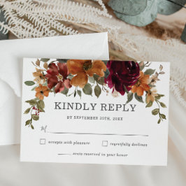 Rustieke Chic Bourgondië Verbrand Sinaasappel Bloe RSVP Kaartje
