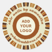 Rustieke Chic Business Logo Nail Salon Ronde Sticker (Voorkant)