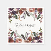 Rustieke Chic Butterum & Plum Bloemen Huwelijk Servet (Voorkant)