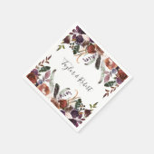 Rustieke Chic Butterum & Plum Bloemen Huwelijk Servet (Hoek)
