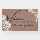 Rustieke Chic Calligrafie Trouw Welkom Spandoek (Horizontaal)