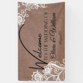 Rustieke Chic Calligrafie Trouw Welkom Spandoek (Verticaal)