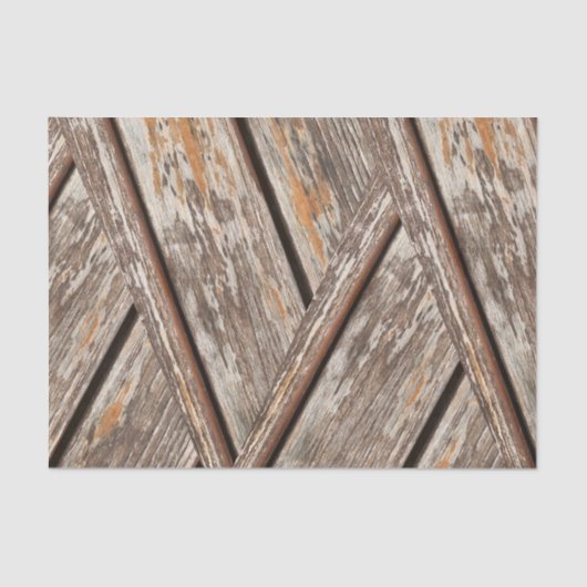 Rustieke Chic Chevron geometrische houten textuur Tissuepapier (Voorkant)