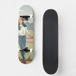 Rustieke Chic Cowgirl Pastelkleur Western Berg Tom Persoonlijk Skateboard