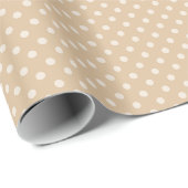 Rustieke Chic Cream Polka Dots op Tan achtergrond Cadeaupapier (Rol Hoek)