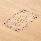 Rustieke Chic Dusty Floral Wedding Acryl Uitnodigingen (Laagn)