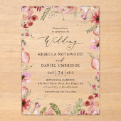 Rustieke Chic Dusty Floral Wedding Acryl Uitnodigingen (Voorkant)