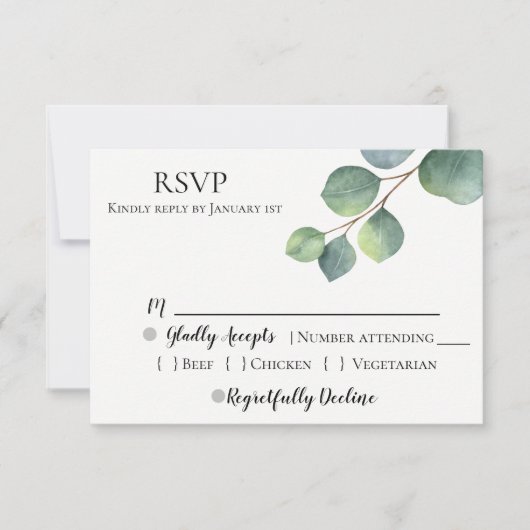 Rustieke Chic Eucalyptus Wedding RSVP Kaartje (Voorkant)