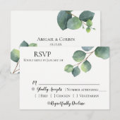 Rustieke Chic Eucalyptus Wedding RSVP Kaartje (Voorkant / Achterkant)