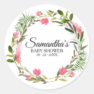 Rustieke Chic Floral Wreath Baby shower Ronde Sticker