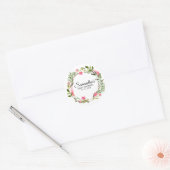 Rustieke Chic Floral Wreath Baby shower Ronde Sticker (Envelop)