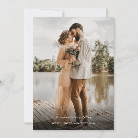 Rustieke Chic Fotogrid Wedding Kaart (Achterkant)