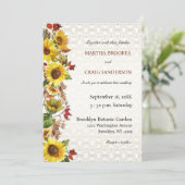 Rustieke Chic Gele Zonnebloem Kant Landelijke Brui Kaart (Staand voorkant)