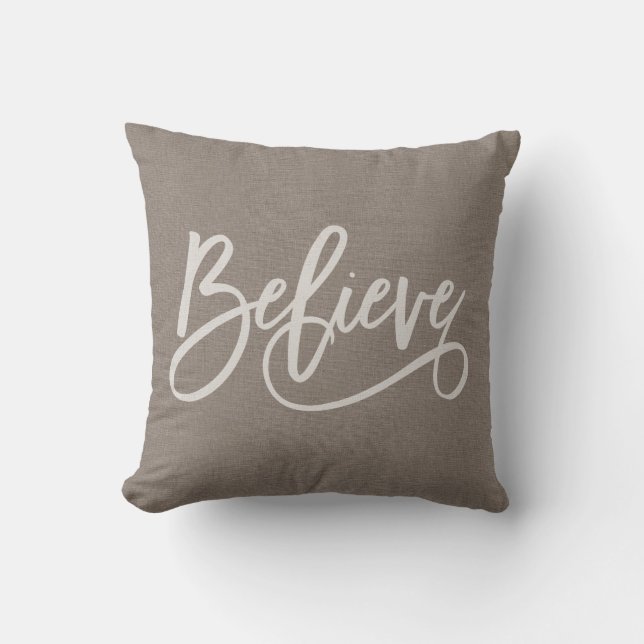 Rustieke Chic geloven typografie Script Linen Look Kussen (Voorkant)