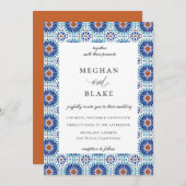 Rustieke chic geometrische Spaanse tegel bruiloft Kaart (Voorkant / Achterkant)