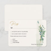 Rustieke Chic Goud Groene Eucalyptus Trouw RSVP Kaartje (Voorkant / Achterkant)
