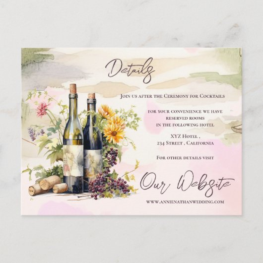 Rustieke Chic Grapevine Vineyard Wedding Details Briefkaart (Voorkant)