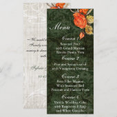 Rustieke Chic Green Roos bruiloft Menu (Voorkant / Achterkant)