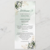 Rustieke Chic Groen en Goud Eucalyptus Bruiloft Programmakaart (Voorkant)