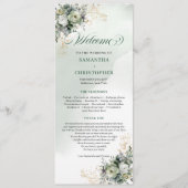 Rustieke Chic Groen en Goud Eucalyptus Bruiloft  Programmakaart (Voorkant)
