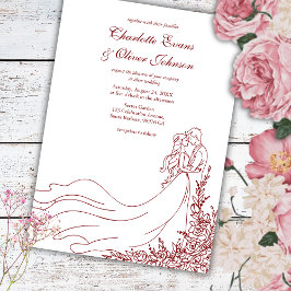 Rustieke Chic Hand getrokken paar Bourgondische br Kaart