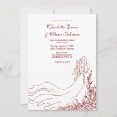 Rustieke Chic Hand getrokken paar Bourgondische br Kaart (Voorkant)