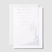 Rustieke Chic Hand getrokken paar Dusty Blue Weddi Vellum Uitnodigingen (Offset)