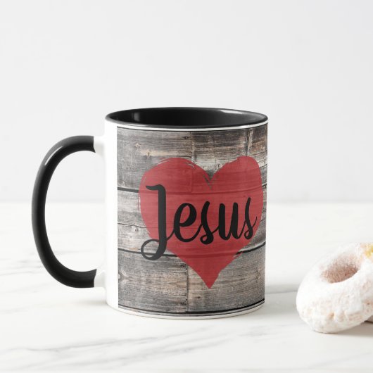 rustieke chic IK HOU VAN JESUS | Mok (Met donut)