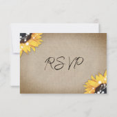 Rustieke Chic Jute en Kant Zonnebloem Bruiloft RSVP Kaartje (Achterkant)