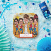 Rustieke Chic Karikatuur Bruidsviering Papieren Bordje (Feest)