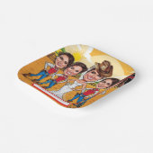 Rustieke Chic Karikatuur Bruidsviering Papieren Bordje (Gebogen)