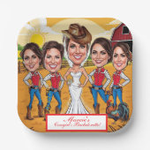 Rustieke Chic Karikatuur Bruidsviering Papieren Bordje (Voorkant)