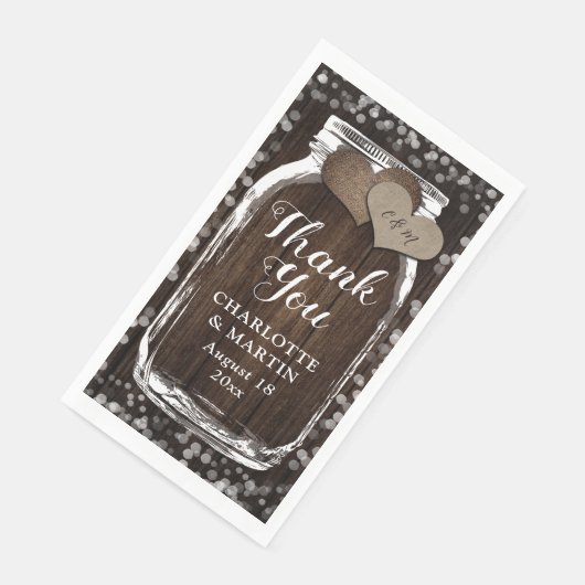 Rustieke Chic Mason Jar Barn Wood bruiloft Dank u Servet (Hoek)