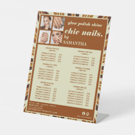 Rustieke Chic Nail Beauty Salon Service List Reclamebord Met Voetstuk