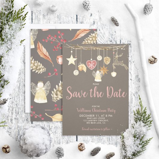 Rustieke Chic Natuurlijke Kerstmis Partij Save the Save The Date