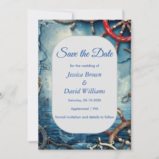 Rustieke Chic Nautical Wedding Save the Date Kaart (Voorkant)