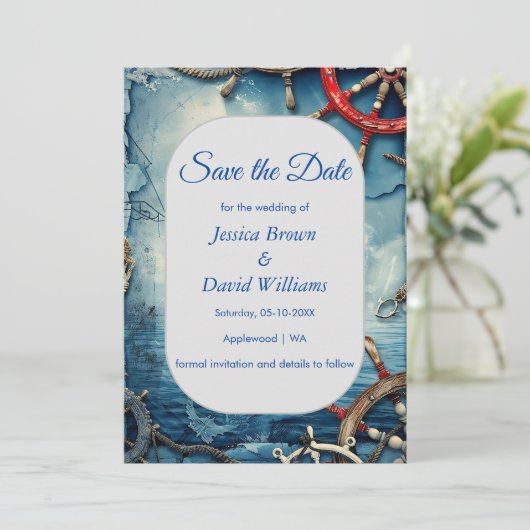 Rustieke Chic Nautical Wedding Save the Date Kaart (Staand voorkant)