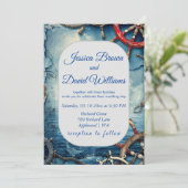 Rustieke Chic Nautische Huwelijksuitnodiging Kaart (Staand voorkant)