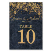 Rustieke Chic Navy Blue Gold String Lichten Huweli Kaart (Achterkant)