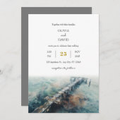 Rustieke Chic Oceanic houten pier Art Beach Weddin Kaart (Voorkant / Achterkant)