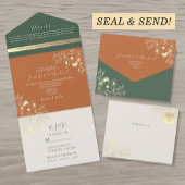 Rustieke Chic Olijfgroen en Terracotta bruiloft All In One Uitnodiging
