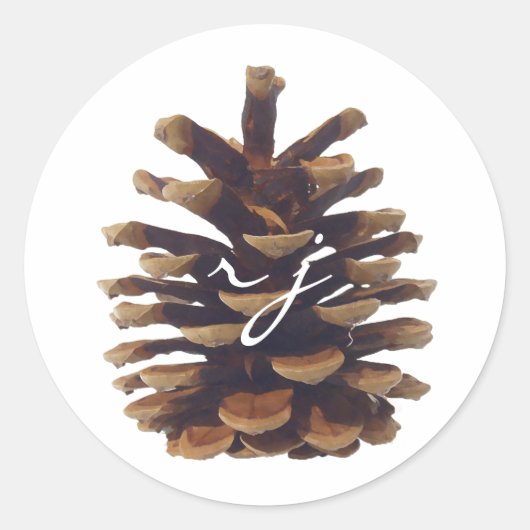 Rustieke Chic Pine Cone Bruiloft Sticker (Voorkant)