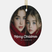 Rustieke Chic Prettig Kerstmis Ontwerp Keramisch Ornament (Rechts)