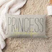 Rustieke Chic PRINCESS JOUW NAAM IN BEIGE GEEL Kussen (Deken)