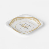Rustieke Chic Romantisch Wit Gouden Trouw Monogram Papieren Bordje (Gebogen)