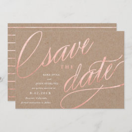 Rustieke Chic Roze Goud Save the Dates | Roze Goud Kaart