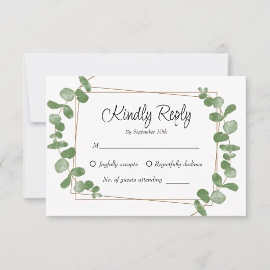 Rustieke Chic Sage Green Eucalyptus RSVP kaart (Voorkant)